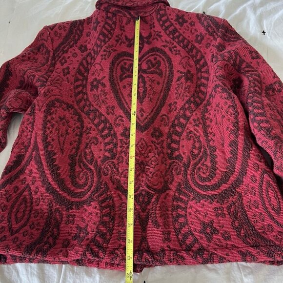 Vintage Red Tapestry Jacket sz M Paisley Blazer Whimsygoth Victorian Western - Picture 11 of 12